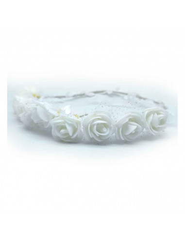 Tradineur - Corona de flores blancas - Diseño único - boda, fiesta, fotografía, compromiso, graduación, fiesta, concurso de bell