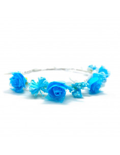 Tradineur - Corona de flores azules - Diseño único - Boda, fiesta, fotografía, compromiso, graduación, fiesta, concurso de belle