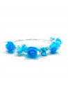 Tradineur - Corona de flores azules - Diseño único - Boda, fiesta, fotografía, compromiso, graduación, fiesta, concurso de belle
