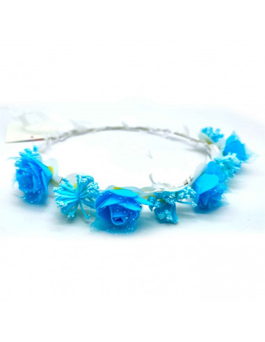 Tradineur - Corona de flores azules - Diseño único - Boda, fiesta, fotografía, compromiso, graduación, fiesta, concurso de belle