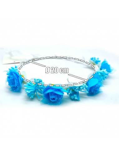 Tradineur - Corona de flores azules - Diseño único - Boda, fiesta, fotografía, compromiso, graduación, fiesta, concurso de belle