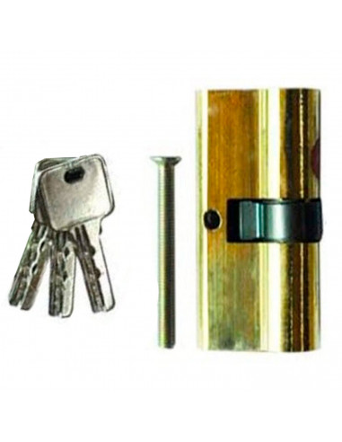 Tradineur - Cilindro de seguridad metálico 70 mm con 3 llaves, cerradura cilíndrica de perfil reversible para puertas, bombín de