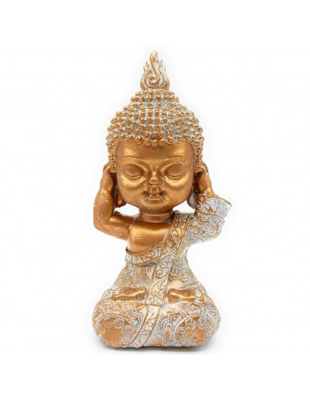Tradineur - Figura de Buda sentado, estatua decorativa de resina, regalo original, meditación, relajación, 12,5 x 6,3 x 4,7 cm,