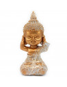 Tradineur - Figura de Buda sentado, estatua decorativa de resina, regalo original, meditación, relajación, 12,5 x 6,3 x 4,7 cm,