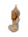 Tradineur - Figura de Buda sentado, estatua decorativa de resina, regalo original, meditación, relajación, 12,5 x 6,3 x 4,7 cm,