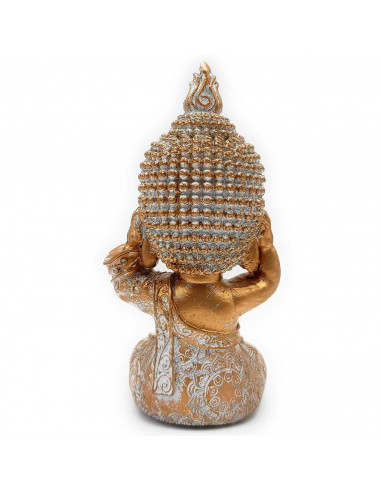 Tradineur - Figura de Buda sentado, estatua decorativa de resina, regalo original, meditación, relajación, 12,5 x 6,3 x 4,7 cm,