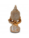 Tradineur - Figura de Buda sentado, estatua decorativa de resina, regalo original, meditación, relajación, 12,5 x 6,3 x 4,7 cm,