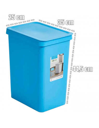 Tradineur - Cubo de basura rectangular con tapa - Fabricado en Plástico - Capacidad de 28 Litros - 44,5 x 35 x 25 cm - Color Ale