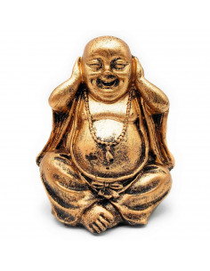 Tradineur - Figura de Buda decorativo sentado, monje, estatua de resina, regalo original, meditación, relajación, 10 x 8,5 x 6,5