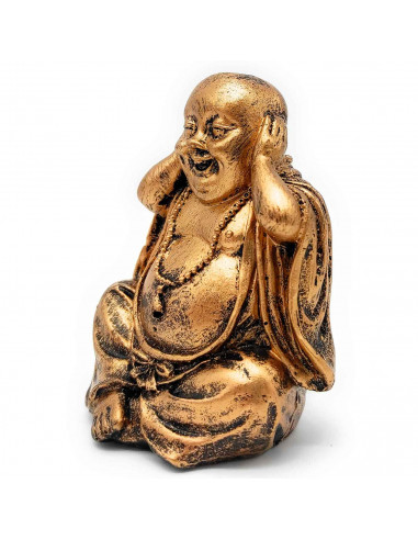 Tradineur - Figura de Buda decorativo sentado, monje, estatua de resina, regalo original, meditación, relajación, 10 x 8,5 x 6,5