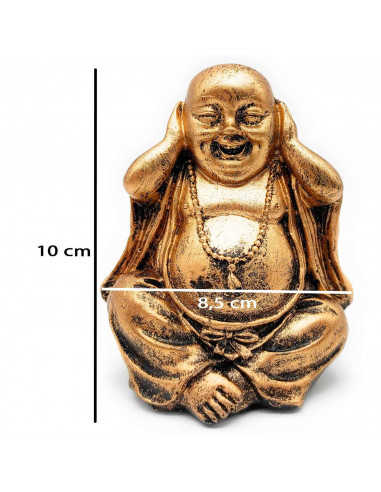 Tradineur - Figura de Buda decorativo sentado, monje, estatua de resina, regalo original, meditación, relajación, 10 x 8,5 x 6,5