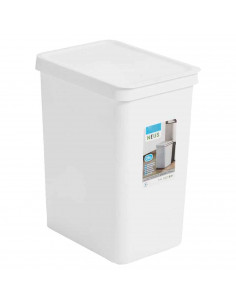 Tradineur - Cubo de basura rectangular con tapa - Fabricado en Plástico - Capacidad de 28 Litros - 44,5 x 35 x 25 cm - Color Bla