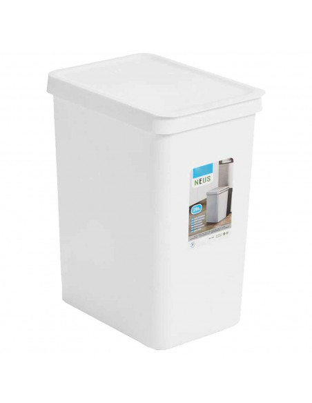 Tradineur - Cubo de basura rectangular con tapa - Fabricado en Plástico - Capacidad de 28 Litros - 44,5 x 35 x 25 cm - Color Bla