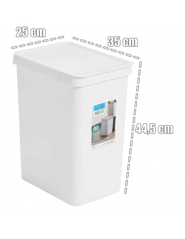 Tradineur - Cubo de basura rectangular con tapa - Fabricado en Plástico - Capacidad de 28 Litros - 44,5 x 35 x 25 cm - Color Bla