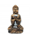 Tradineur - Figura de Buda sentado con mini buda, estatua decorativa de resina, regalo original, meditación, relajación, 33 x 20