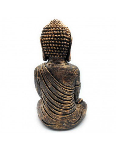 Tradineur - Figura de Buda sentado con mini buda, estatua decorativa de resina, regalo original, meditación, relajación, 33 x 20