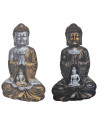 Tradineur - Figura de Buda sentado con mini buda, estatua decorativa de resina, regalo original, meditación, relajación, 33 x 20