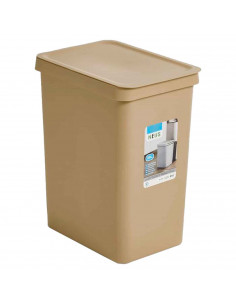 Tradineur - Cubo de basura rectangular con tapa - Fabricado en Plástico - Capacidad de 28 Litros - 44,5 x 35 x 25 cm - Color Ale