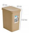 Tradineur - Cubo de basura rectangular con tapa - Fabricado en Plástico - Capacidad de 28 Litros - 44,5 x 35 x 25 cm - Color Ale