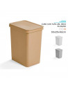 Tradineur - Cubo de basura rectangular con tapa - Fabricado en Plástico - Capacidad de 28 Litros - 44,5 x 35 x 25 cm - Color Ale