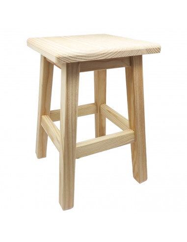 Tradineur - Taburete cuadrado de madera, 34 x 22 cm, banqueta de madera natural con reposapiés, asiento para cocina, hogar, dise