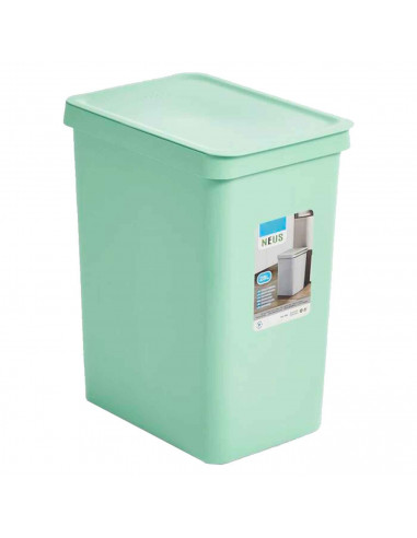 Tradineur - Cubo de basura rectangular con tapa - Fabricado en Plástico - Capacidad de 28 Litros - 44,5 x 35 x 25 cm - Color Pas