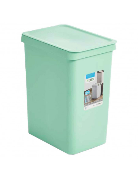 Tradineur - Cubo de basura rectangular con tapa - Fabricado en Plástico - Capacidad de 28 Litros - 44,5 x 35 x 25 cm - Color Pas