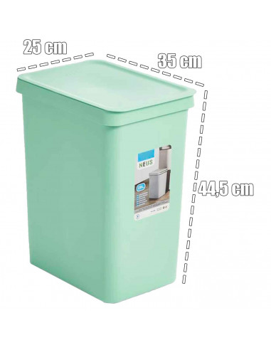 Tradineur - Cubo de basura rectangular con tapa - Fabricado en Plástico - Capacidad de 28 Litros - 44,5 x 35 x 25 cm - Color Pas