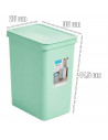 Tradineur - Cubo de basura rectangular con tapa - Fabricado en Plástico - Capacidad de 28 Litros - 44,5 x 35 x 25 cm - Color Pas