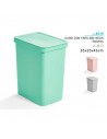 Tradineur - Cubo de basura rectangular con tapa - Fabricado en Plástico - Capacidad de 28 Litros - 44,5 x 35 x 25 cm - Color Pas