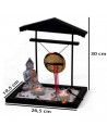 Tradineur - Jardín zen con Buda, gong, 2 portavelas e incienso, figura de buda para meditación, relajación, regalo, incluye aren