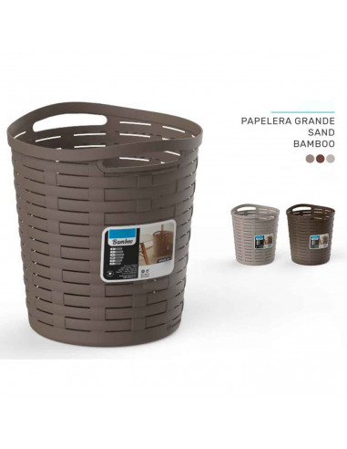 Tradineur - Papelera con asas - Fabricado en plástico - Especial para baños de hogar o trabajo - 20 Litros - Ø 35 cm - Color sur
