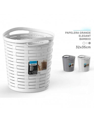 Tradineur - Papelera con asas - Fabricado en plástico - Especial para baños de hogar o trabajo - 20 Litros - Ø 35 cm - Color Ale