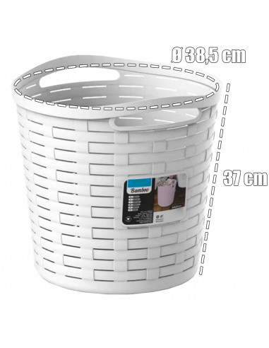 Tradineur - Cesta redonda con asas - Fabricado en plástico - Especial para baños de hogar o trabajo - 30 Litros - Ø 38,5 cm - Co
