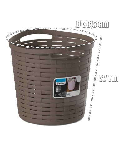 Tradineur - Cesta redonda con asas - Fabricado en plástico - Especial para baños de hogar o trabajo - 30 Litros - Ø 38,5 cm - Co