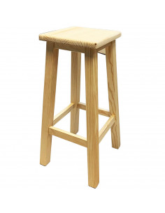 Tradineur - Taburete cuadrado de madera 70 x 29 cm, banqueta de madera natural con reposapiés, asiento para cocina, hogar, diseñ