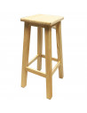 Tradineur - Taburete cuadrado de madera 70 x 29 cm, banqueta de madera natural con reposapiés, asiento para cocina, hogar, diseñ