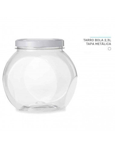 Tradineur - Tarro de plástico - Incluye tapa metálica - Ideal para la conservación de tus alimentos - Capacidad de 2,1 Litros -