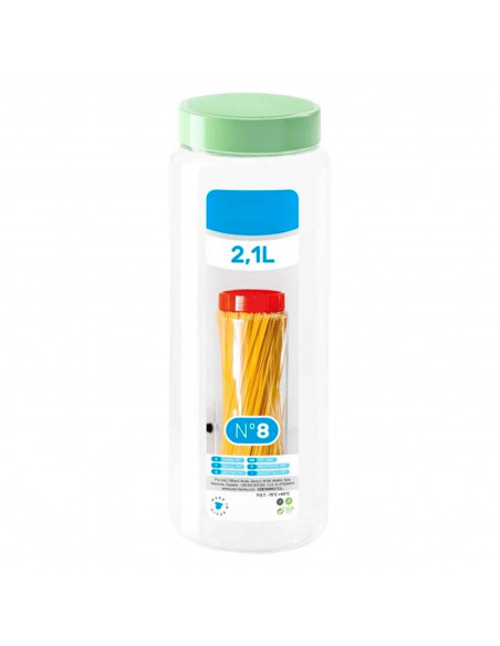 Tradineur - Tarro de plástico Nº 8 - Incluye tapa - Ideal para la conservación de tus alimentos - Capacidad de 2,1 Litros - 28 x