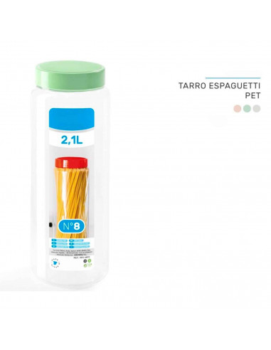 Tradineur - Tarro de plástico Nº 8 - Incluye tapa - Ideal para la conservación de tus alimentos - Capacidad de 2,1 Litros - 28 x