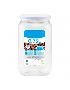 Tradineur - Tarro de plástico Nº 3 - Incluye tapa metálica - Ideal para la conservación de tus alimentos - Capacidad de 0,75 Lit