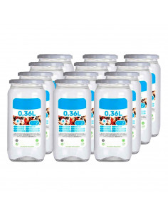 Tradineur - Pack de 12 tarros de plástico Nº 2 - Incluyr tapa metálica - Ideal para la conservación de tus alimentos - Capacidad