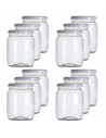 Tradineur - Pack de 12 tarros de plástico Nº 1 - Incluye tapa metálica - Ideal para la conservación de tus alimentos - Capacidad