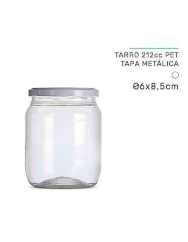 Tradineur - Pack de 12 tarros de plástico Nº 1 - Incluye tapa metálica - Ideal para la conservación de tus alimentos - Capacidad