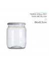 Tradineur - Pack de 12 tarros de plástico Nº 1 - Incluye tapa metálica - Ideal para la conservación de tus alimentos - Capacidad