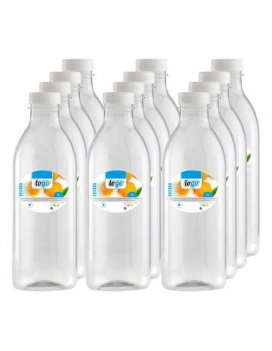 Tradineur - Pack de 12 botellas de plástico - Incluye tapa - Ideal para la conservación de tus alimentos - Capacidad de 1 Litros