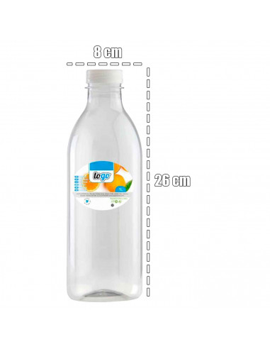 Tradineur - Pack de 12 botellas de plástico - Incluye tapa - Ideal para la conservación de tus alimentos - Capacidad de 1 Litros