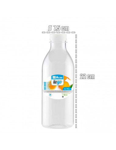 Tradineur - Pack de 12 botellas de plástico con tapa - Ideal para la conservación de tus alimentos - Capacidad de 0,75 Litros -