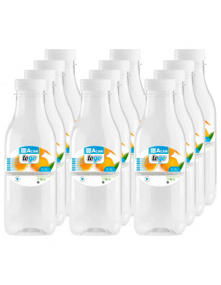 Tradineur - Pack de 12 botellas de plástico - Incluye tapa - Ideal para la conservación de tus alimentos - Capacidad de 0,5 Litr