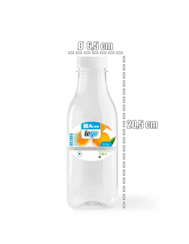 Tradineur - Pack de 12 botellas de plástico - Incluye tapa - Ideal para la conservación de tus alimentos - Capacidad de 0,5 Litr